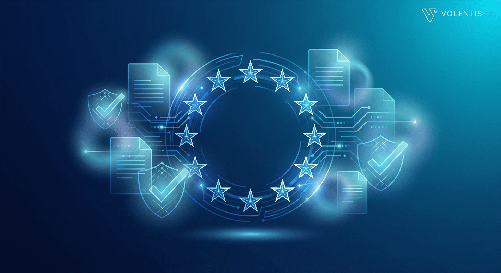 EU AI Act compliance visualisatie met Europese vlag en AI elementen